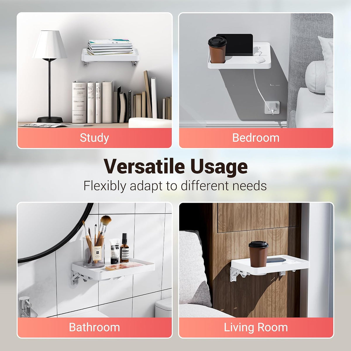 KIWIFOTOS Raised Bedside Shelf for Bed Tray Table Under Mattress
