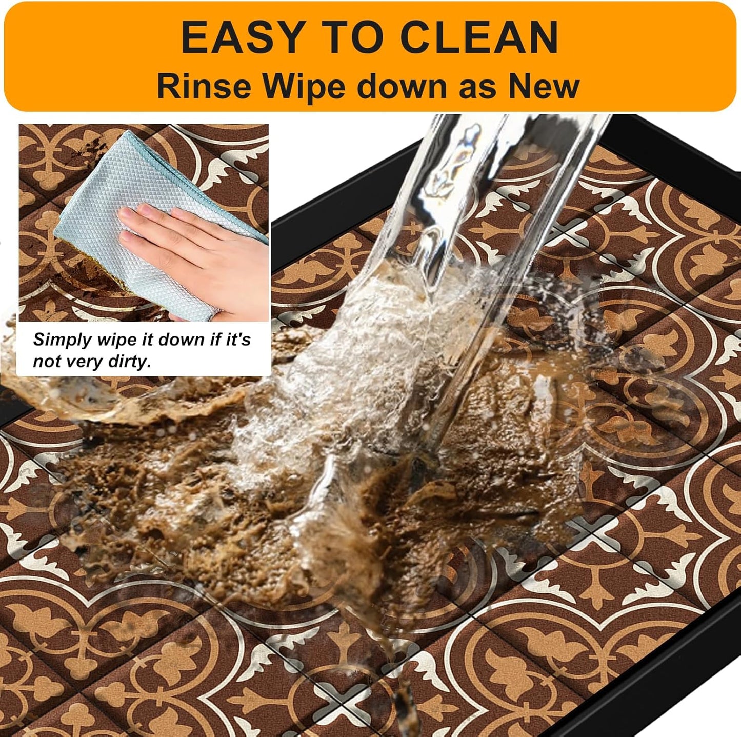 BEHERO Boot Tray Shoe Mat, Rubber Shoe Matt Tray Indoor/Outdoor Use, 16" x27.5" Shoe Cleaning Mat Non-Slip with Raised Edge for Entryways, Decks, and Patios (Black)