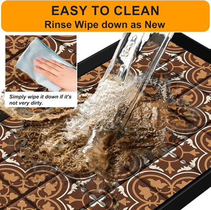 BEHERO Boot Tray Shoe Mat, Rubber Shoe Matt Tray Indoor/Outdoor Use, 16" x27.5" Shoe Cleaning Mat Non-Slip with Raised Edge for Entryways, Decks, and Patios (Black)