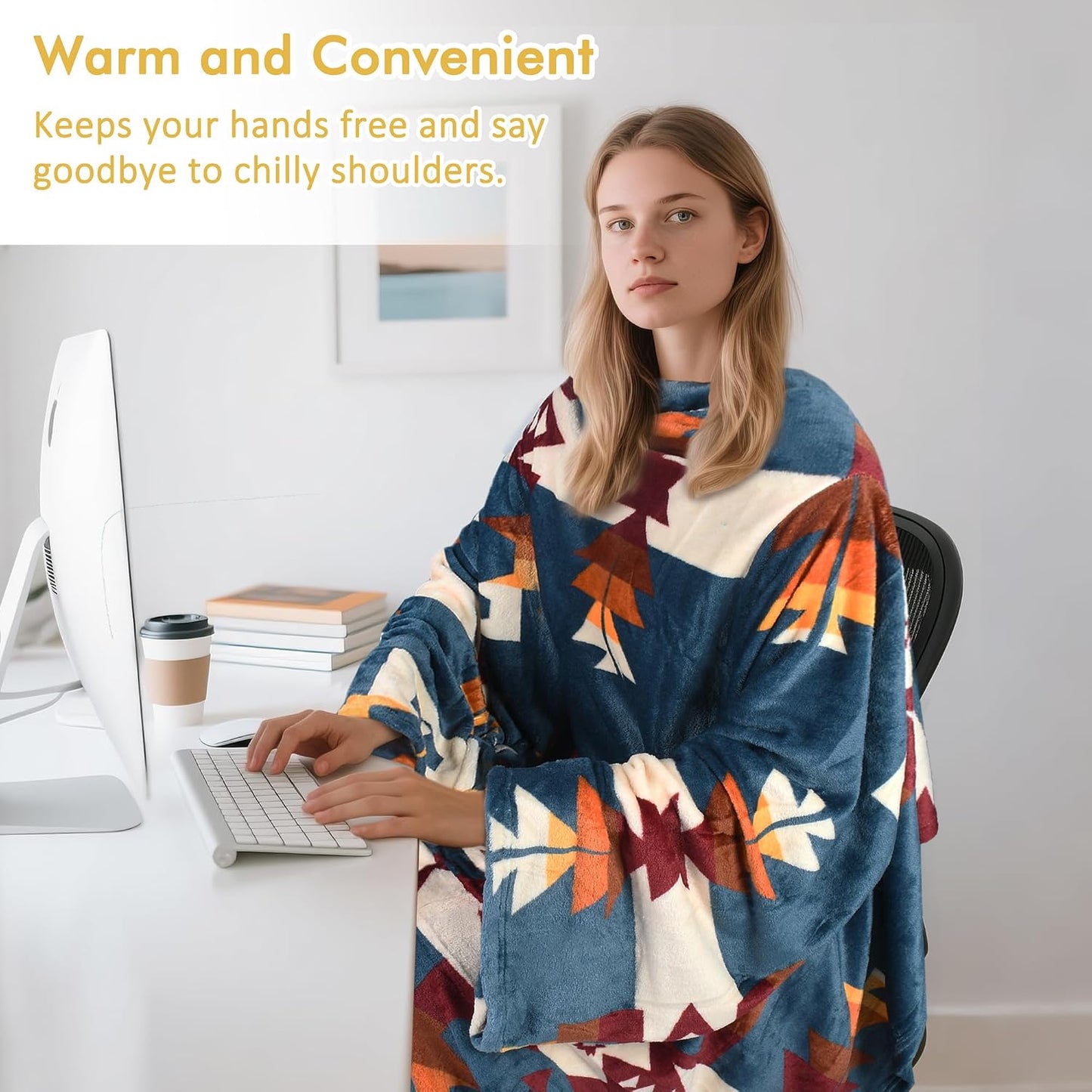 Catalonia Wearable Blanket with Sleeves & Foot Pocket for Adults | Soft Fleece Throw Wrap with Hands-Free Comfort, Perfect for Reading, TV Time & Relaxing, Christmas Gift for Women & Men
