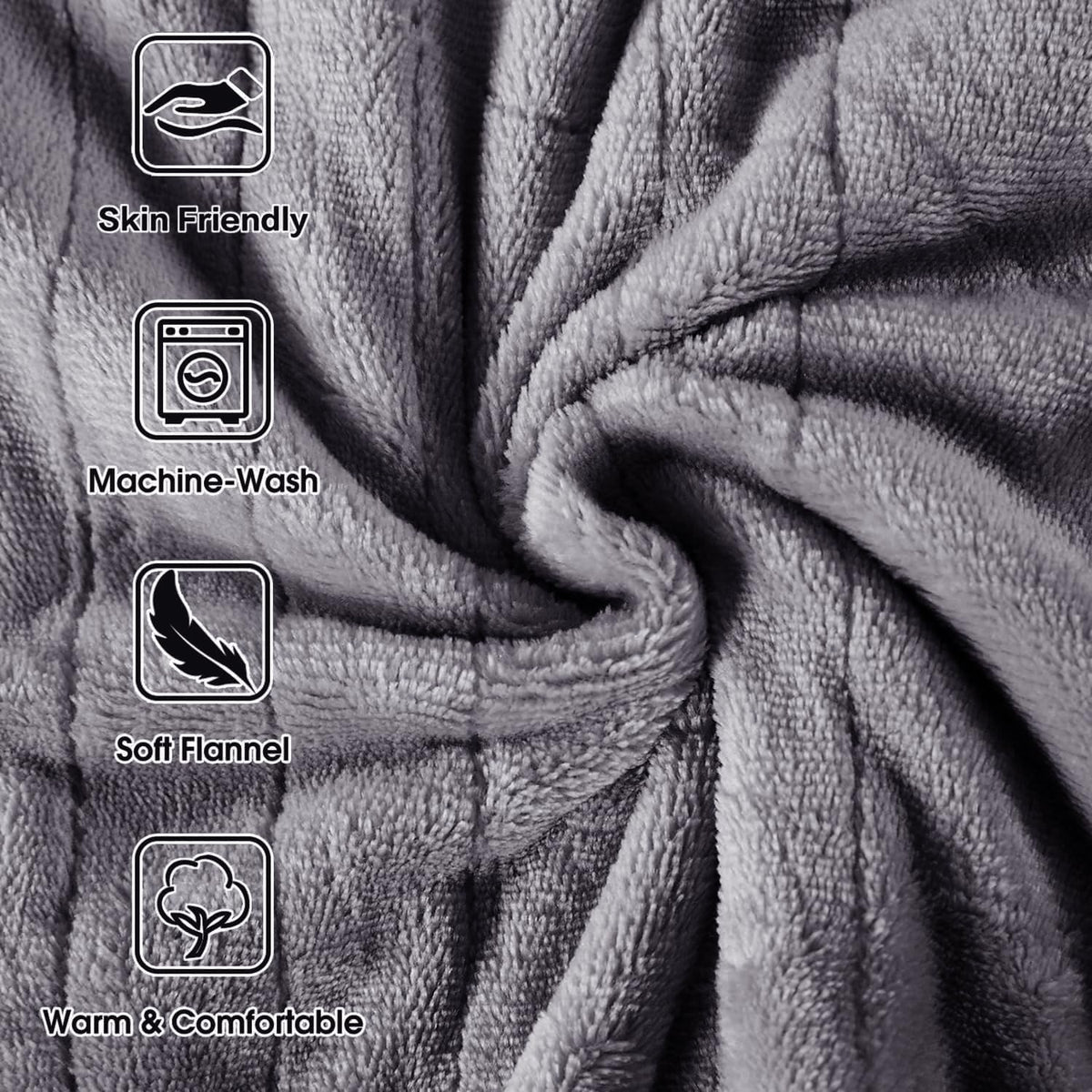 Tefici Heated Blanket Throw,Ultra Soft 2-Layer Flannel Electric Blanket
