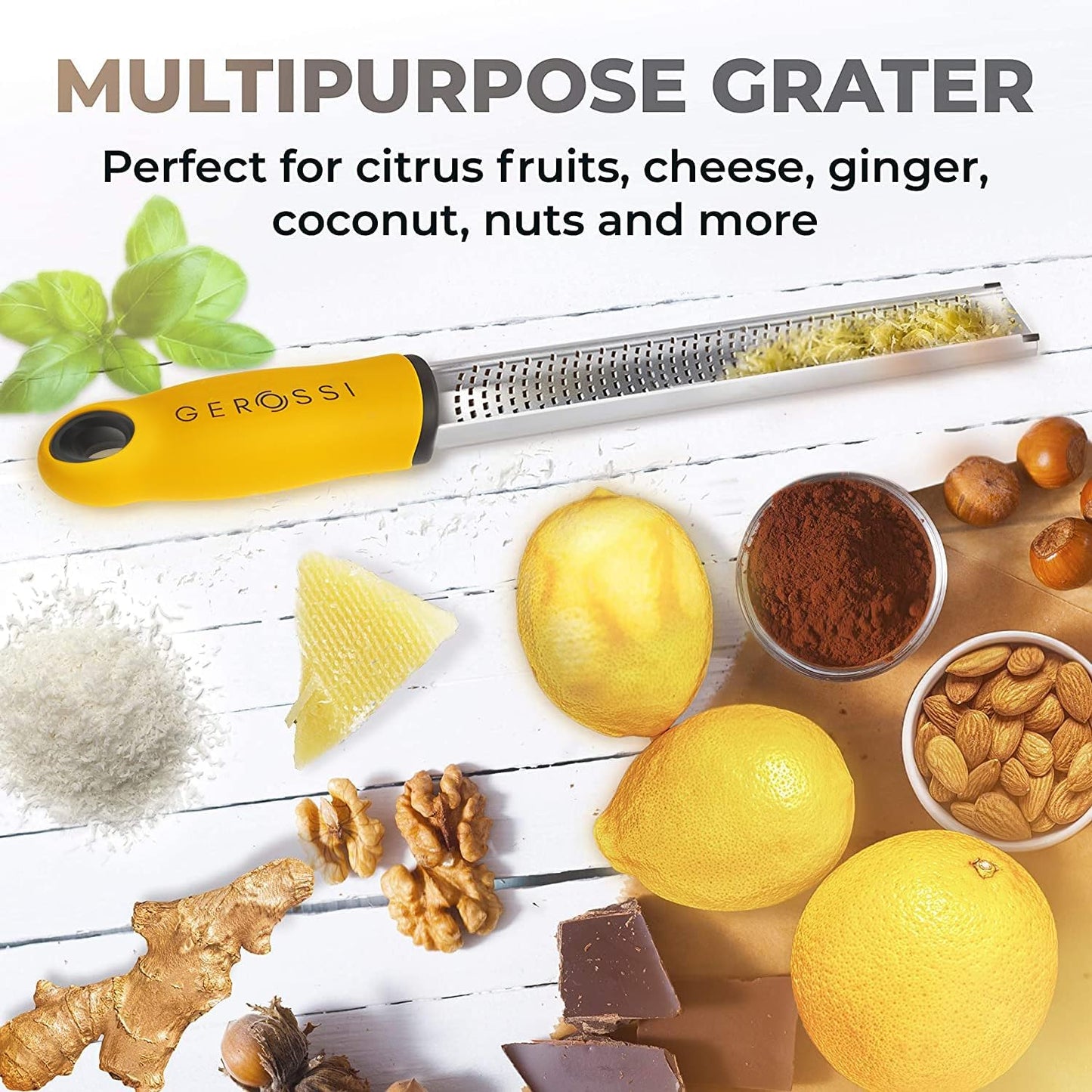 Stainless Steel Cheese Grater & Lemon Zester w/Extra Sharp Blade - Perfect for Lemon, Parmesan, Garlic, Chocolate - Spice Up any Dish in Seconds w/Your Premium Citrus Hand Grater with Handle - Blue