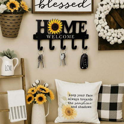 Key Holder Wall Mount Paw Print Metal Key Hooks Organizer Dog Leash Holder with 5 Hooks Rustic Farmhouse Decorative Welcome Home Wall Decor for Entryway Bathroom Dog Lover 9.8 Inch