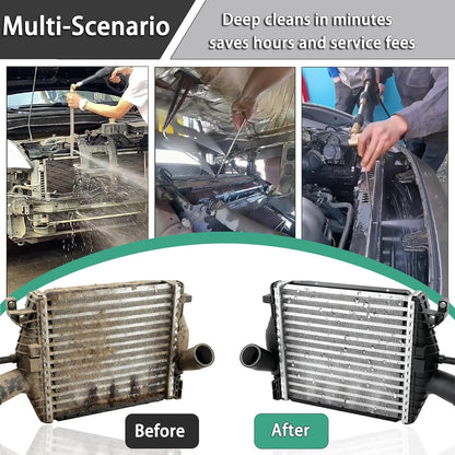 47" & 24" Radiator Cleaning Wand 2-Piece Set, 4500 PSI Pressure Washer Wand Air and Water, Stainless Steel Car Radiator Cleaning Tools kit with Connectors, Cleaning Brush for Tractor, Semi, Truck