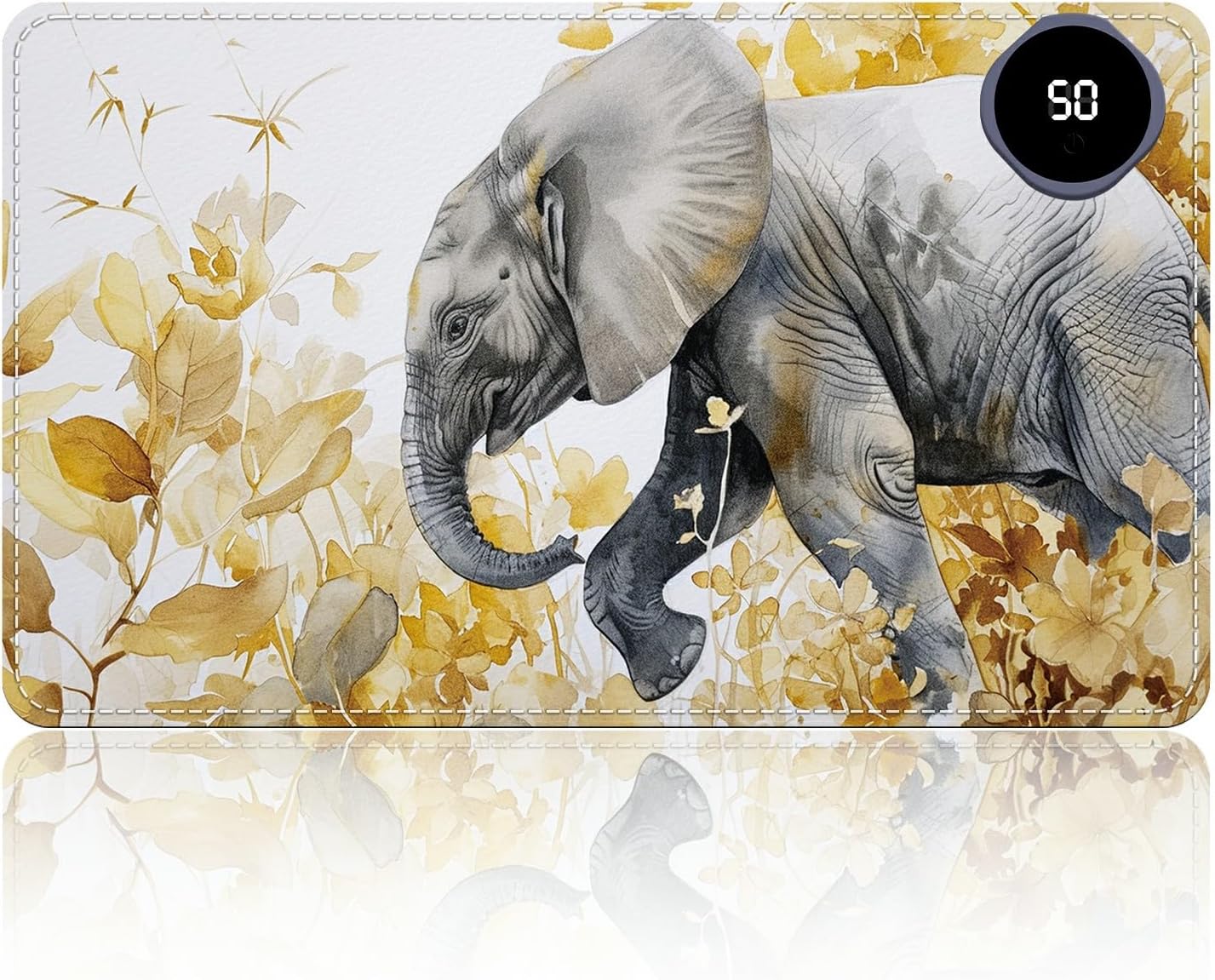 Heated Desk Pad Heated Large Mouse Pad, Electric Quickly Warm Desk Mat with 3 Levels Heating 3 Hours Auto Shut-Off, 31.5" x 13" Warm Gaming Mousepad Hand Foot Warmer, Baby Elephant