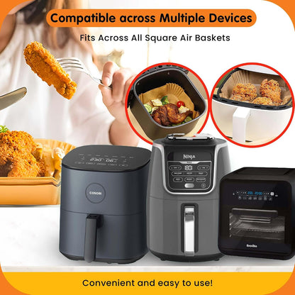 UrbanAir 6.5-Inch Square Air Fryer Paper Liners 125pcs for Easy Cleanup - Non-Stick, Heat-Resistant, and Perfect Fit for Hassle-Free Cooking | Bleach-Free Parchment| (6.5 in/16cm 125pcs)