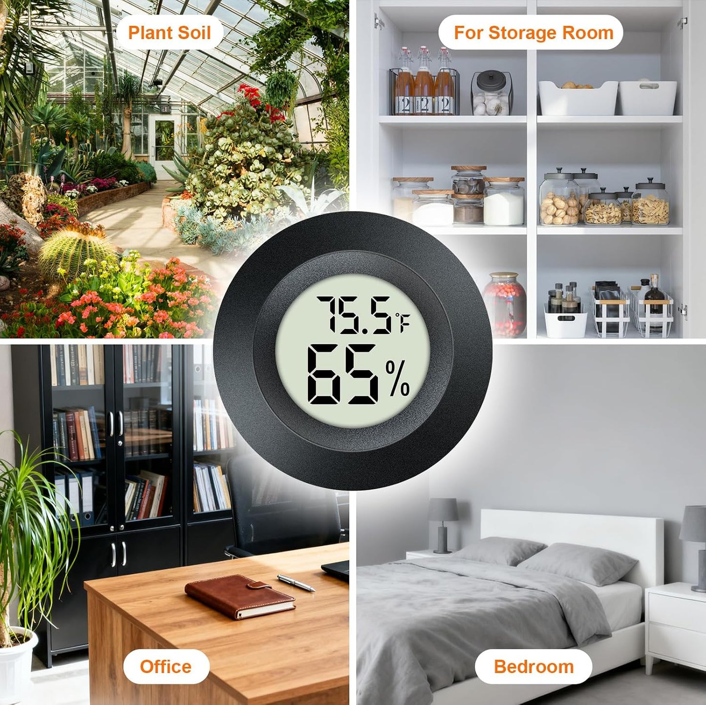 2 Pack Hygrometer Thermometer Mini Digital LCD Monitor Indoor/Outdoor Humidity Meter Gauge Temperature for Humidifiers Dehumidifiers Greenhouse Reptile Humidor Fahrenheit/Celsius(℉/℃) by QPEUIM