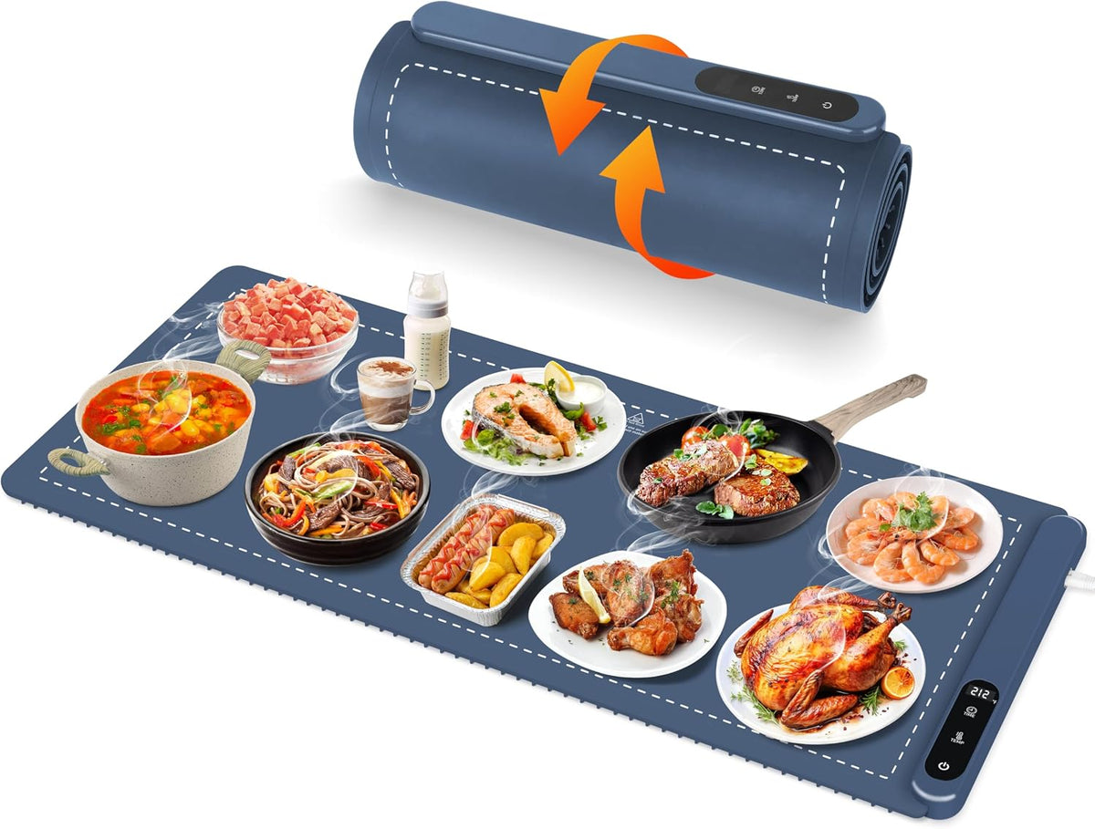 Warming Mat for Food,36"x16" Large Food Warmer Mats for Countertop (Gray)