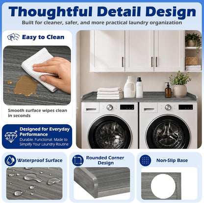 ROYXEN Washer Dryer Countertop, Laundry Countertop Solid Wood, Countertop for All Front-Loaded Washing Machine and Dryer, Extra Room for Laundry Room, Oak