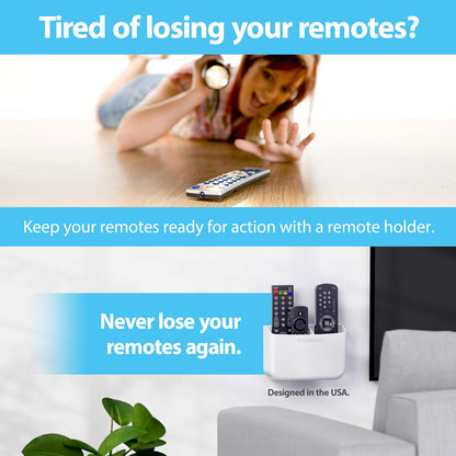 TotalMount Drop-Free Remote Holder – Removable Adhesive Strips – Black | Designed in the USA – Simply Put the Remotes In – No Tricky Magnet Alignment Needed (Holds 2 or 3 Remote Controls)