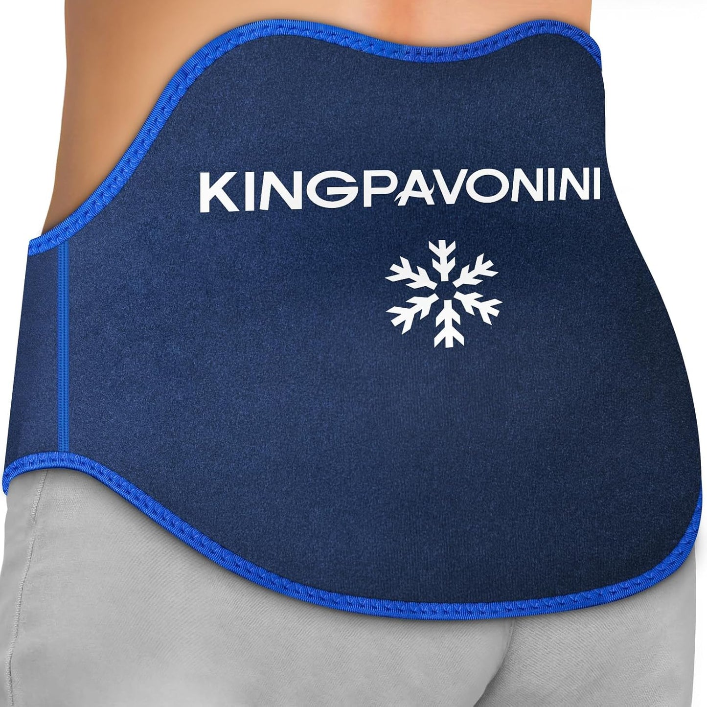 KingPavonini Extra Large Ice Pack for Back Pain Relief, 2 Gel Packs, Blue | 35-Min Long-Lasting & Instant Pain Relief, Leakproof Back Ice Pack, Extension Strap, Hot Cold Therapy, Skin-Safe Lycra Fabric