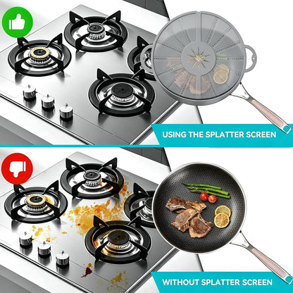 Foldable Silicone Splatter Screen for 10-13'' Pans with Handle,Red| Foldable Splash Guard, Multi-Use Grease Splatter Guard/Trivet Mat,Non-Stick Oil Splatter Guard,BPA-Free,Dishwasher Safe