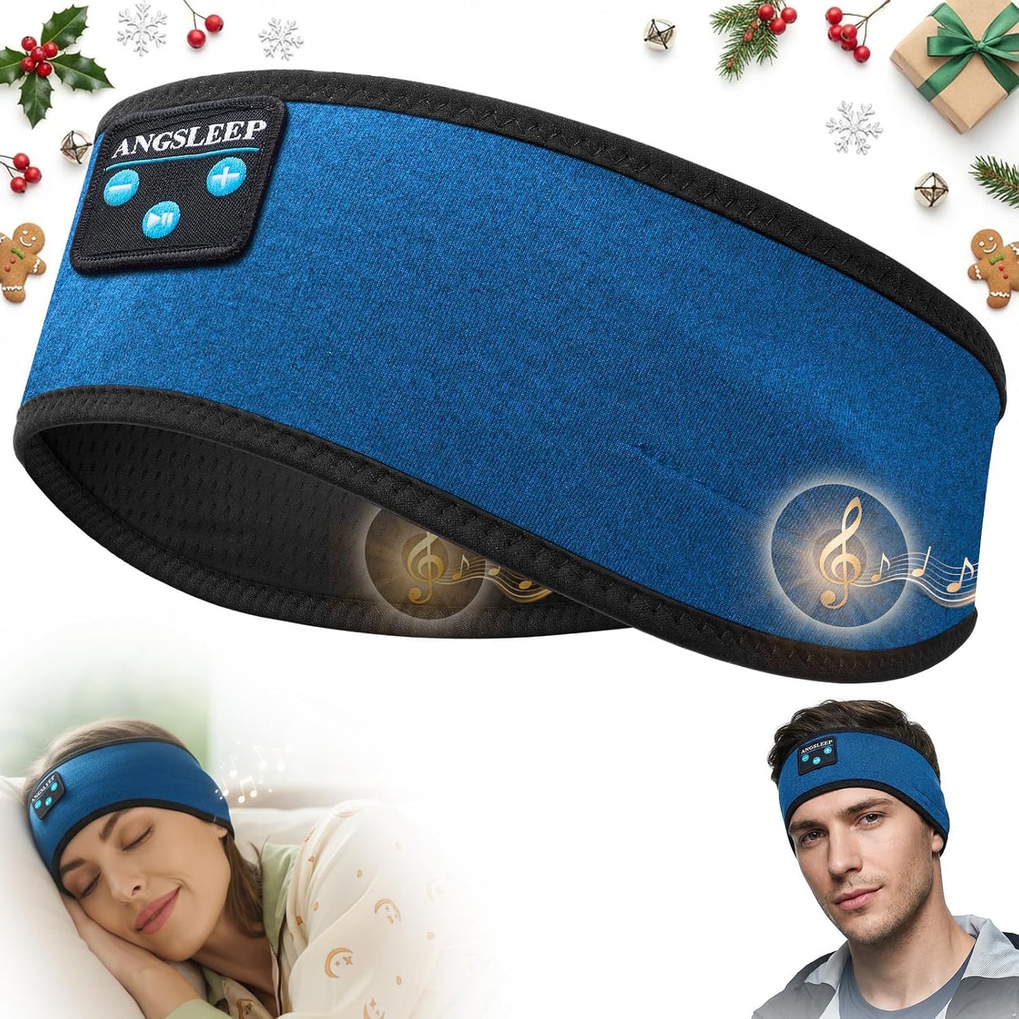 Sleep Headphones Bluetooth 5.4 Headband, Wireless Sleep Headphones with Ultra-Thin Stereo Speakers for Side Sleepers, Breathable & Soft Sports Headband for Running Exercise, Yoga, Travel