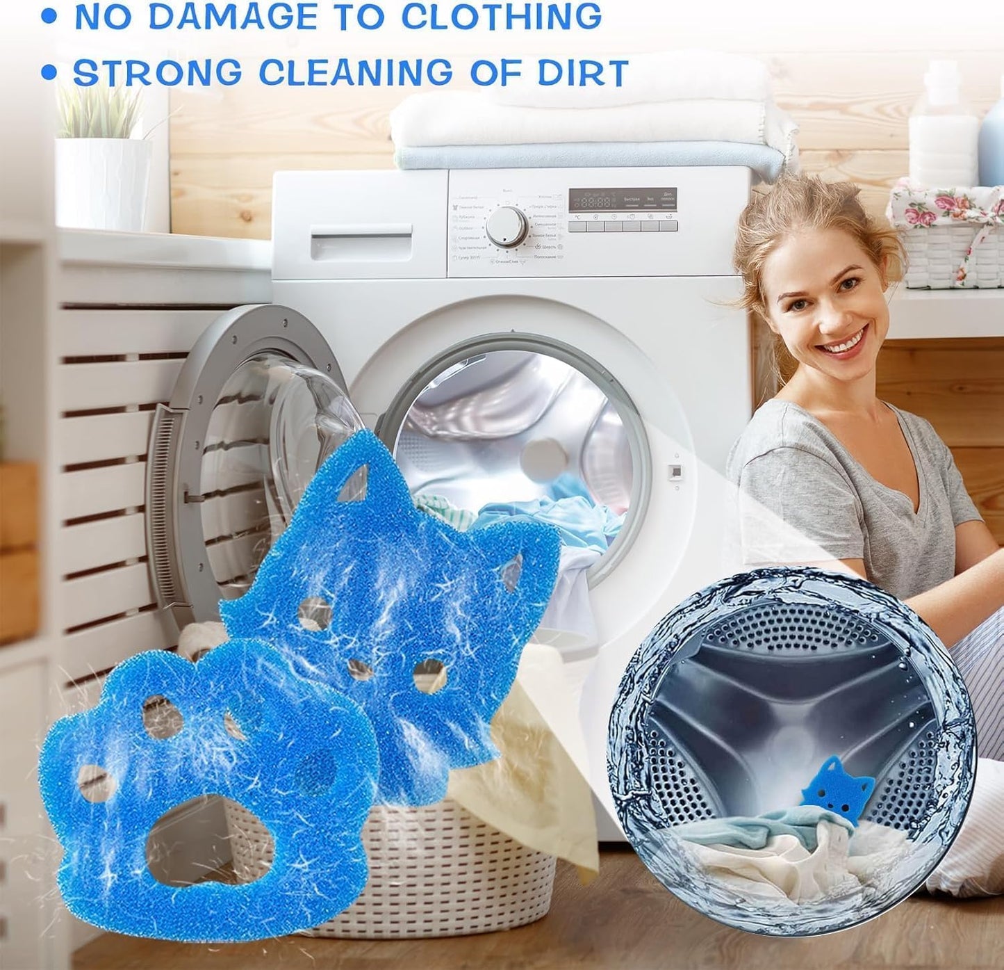 Reusable Pet Hair Remover for Laundry for Washing Machine and Dryer | Effective Cat & Dog Hair Collector, Removes Fluff & Fur from Clothing & Bedding, Safe & Durable, Fits All Fabrics (6 Pack)
