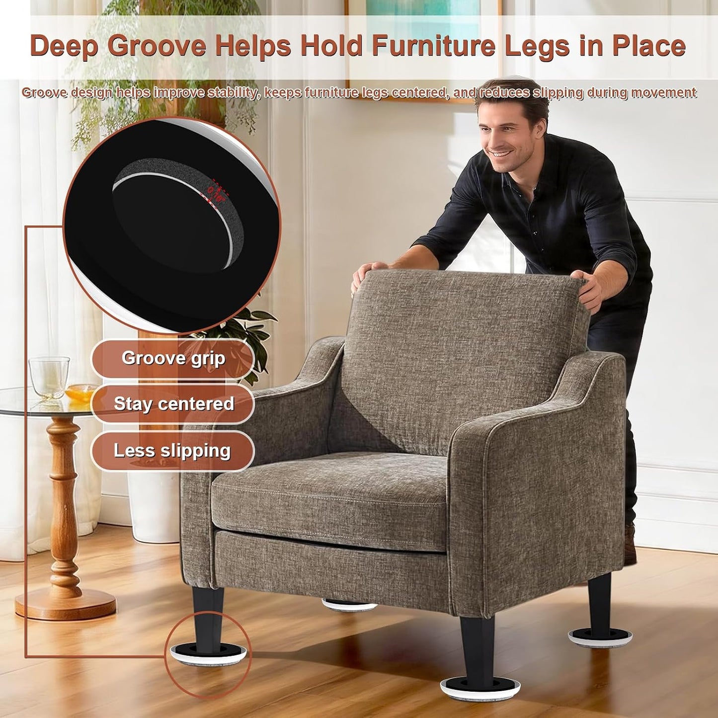 New Upgrade Furniture Sliders: Multi-Surface 3-in-1 Furniture Movers Slider | Heavy Moving Pads with 8PCS 4.3" Carpet Sliders + 4PCS Hard Floor Socks + 1 Lifter - Protect Floor and Easily Move Furniture