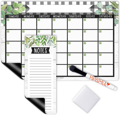 Hadley Designs Magnetic Calendar for Refrigerator - Kraft White Magnetic Dry Erase Calendar, Dry Erase Calendars for Wall, Magnet Fridge Calendars, Notepad for Fridge with Magnet
