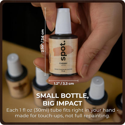 Light Brown Wood Stain Repair Kit, Brush-On Touch-Up Stain Bottles, Golden Oak, Early America, Cherry, Red Oak, Interior and Exterior Wood, 4 fl oz Total by spot.