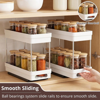 Pull Out Spice Rack Organizer for Cabinet, 3 Packs Slide Out Spice Racks Organizer, Spice Cabinet Organizers, Cabinet Size Need:12'' Highx11'' Deepx5'' Wide,Each Tier Hold 10 Spice Jar - 2 Tier, Black