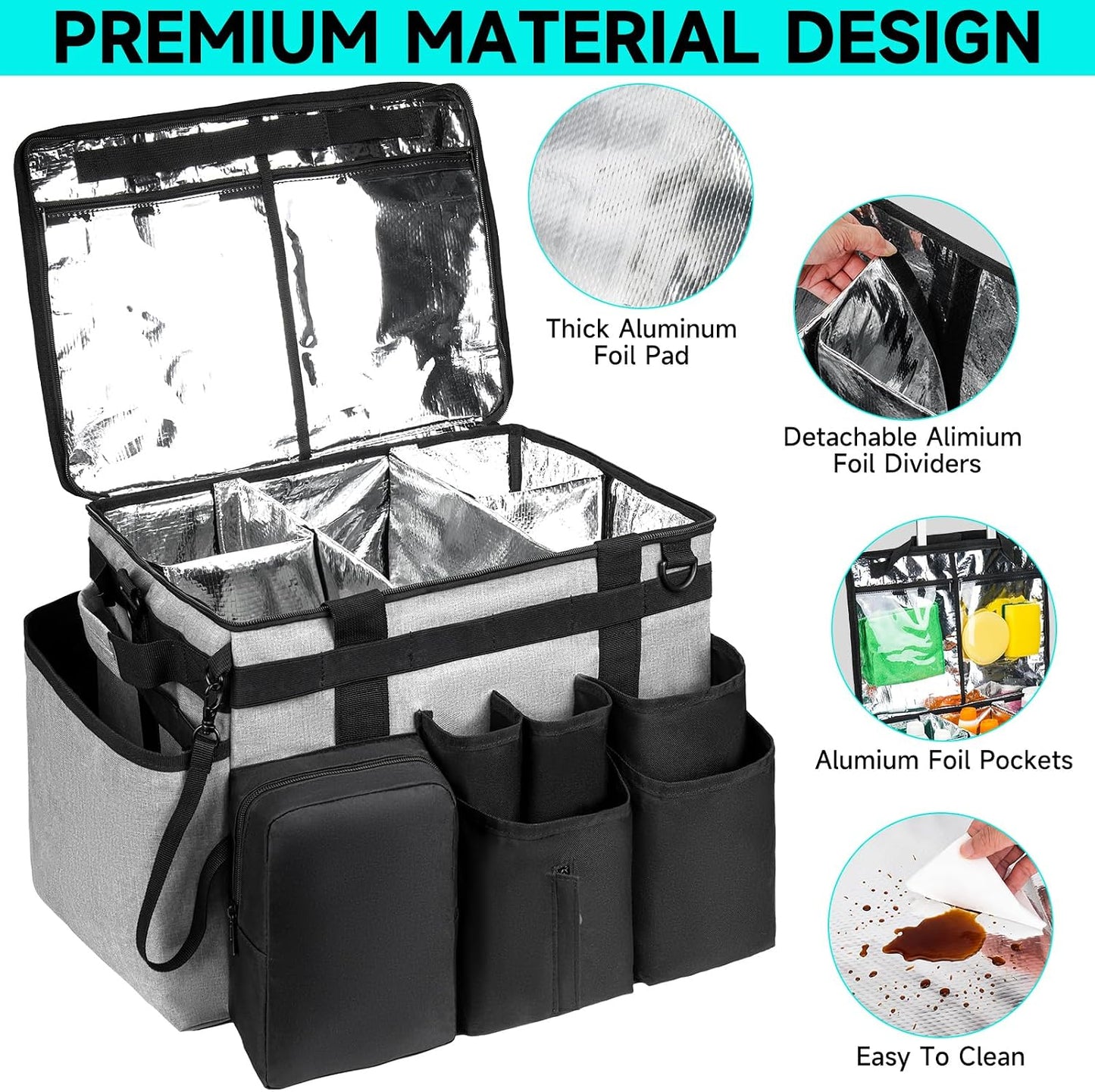 Cleaning Caddy Bag, Extra Large Cleaning Supply Bag for Housekeepers,Black | Sturdy Cleaning Caddy Organizer for Cleaning Supplies with Handle and Adjustable Shouder Strap, Easy to Clean Design