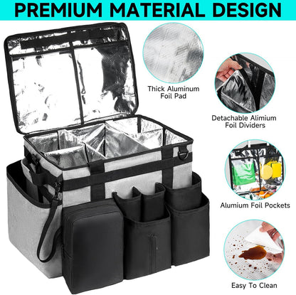 Cleaning Caddy Bag, Extra Large Cleaning Supply Bag for Housekeepers,Black | Sturdy Cleaning Caddy Organizer for Cleaning Supplies with Handle and Adjustable Shouder Strap, Easy to Clean Design