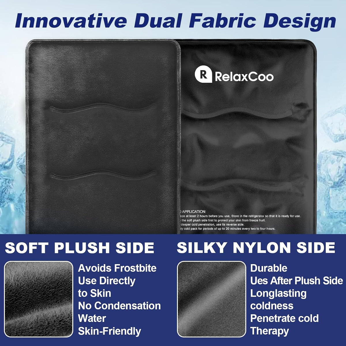 RelaxCoo Large Flexible Ice Pack for Injuries Reusable Gel, 11x14.5 Inches, Cold Compress for Hip, Shoulder, Knee, Back Pain, Swelling, Bruises, Surgery