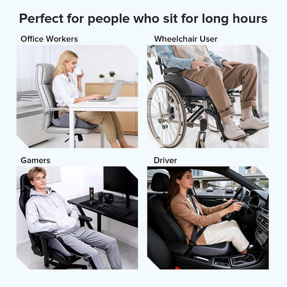 Coccyx Seat Cushion, U-Shaped Memory Foam Office Chair | High-Density Memory Foam Helps Reduce Tailbone Pressure; Washable Mesh Cover, Anti-Slip Base for Office Chair, Car & Travel