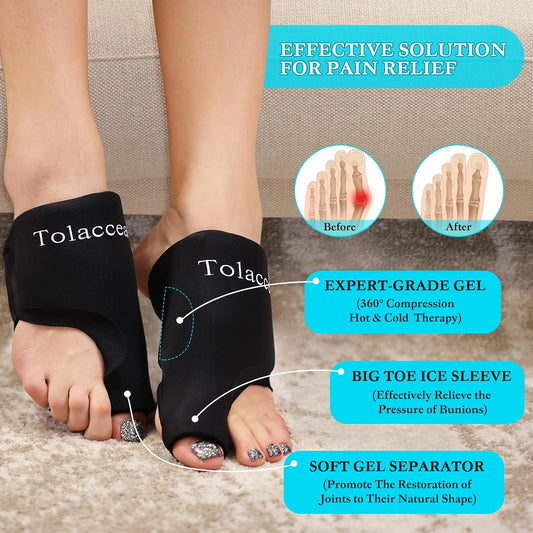 Foot Ice Packs Big Toe for Pain Relief, Flexible Cold Pack for Bunion Relief, Reusable Gel Ice Pack for Hot and Cold Therapies, Ice Pack for Swelling, Sprained, Bruises, Post-Surgery Recovery