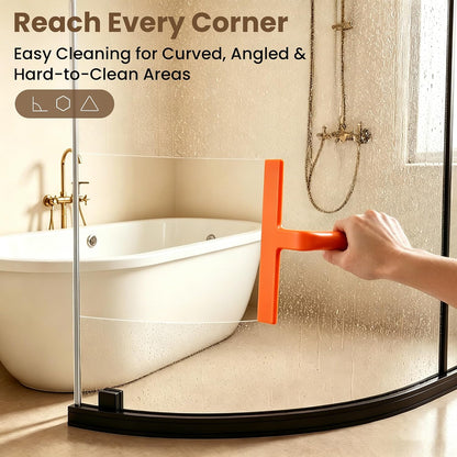 10 Inch Silicone Shower Squeegee for Glass Doors, Streak-Free, Black | No-Squeak Silicone Blade, Ergonomic Round Grip and Built-In Hook for Quick Daily Cleaning of Shower Glass, Tile and Windows