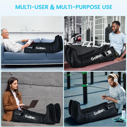 Cordless Leg Compression Massager, Portable Compression Boots with 5 Air Chambers, Full Leg Massager for Circulation & Muscle Pain Relief, Gift for Athletes Men Women