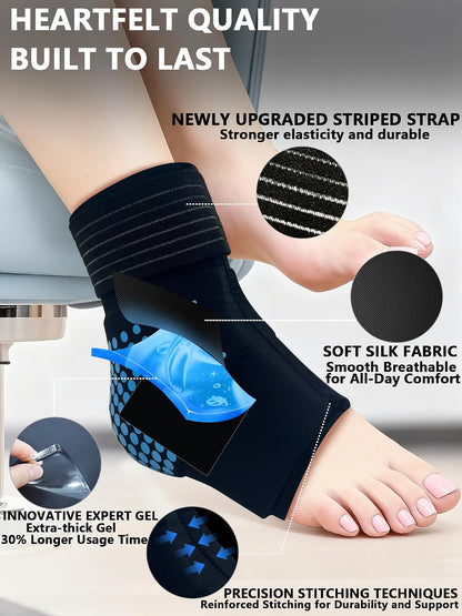 Ankle Ice Pack Wrap,Flexible Cold Therapy for Foot Pain Relief | gel,3D full-coverage,cool ice-silk fabric,dual hot & cold compress,flexible when frozen,leak-proof,ideas for swelling,sprains