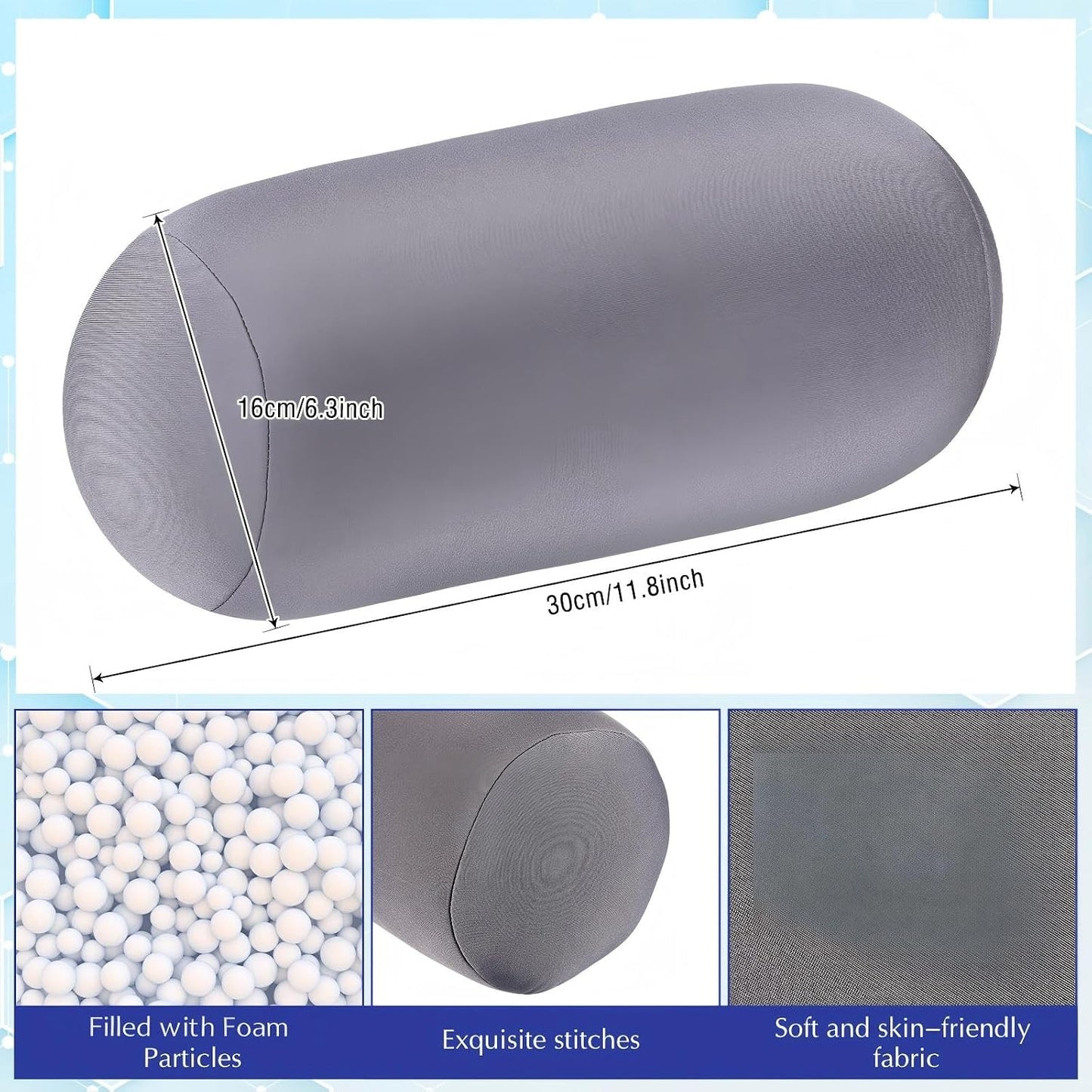Geelin 2 Pcs Microbead Roll Pillow 11.8 x 6.3 Inch Soft Pillow Bolster Cylindrical Pillow Microbead Pillows for Sleeping Home Travel Neck Head Back Support Rest (Violet, Black)