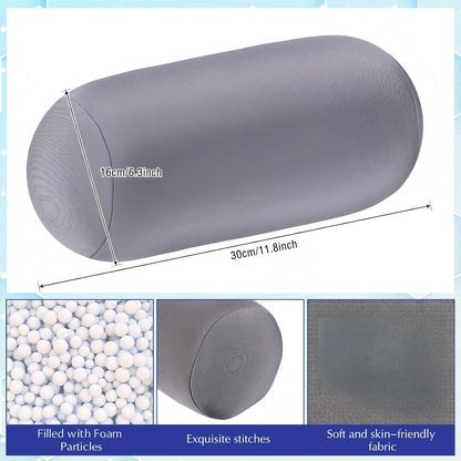 Geelin 2 Pcs Microbead Roll Pillow 11.8 x 6.3 Inch Soft Pillow Bolster Cylindrical Pillow Microbead Pillows for Sleeping Home Travel Neck Head Back Support Rest (Violet, Black)