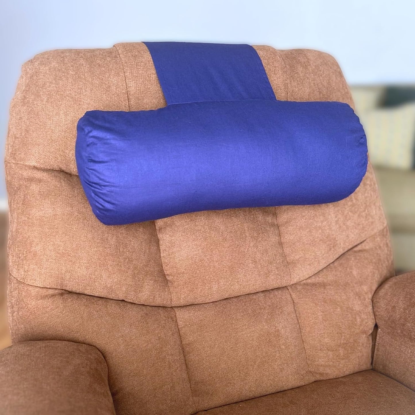 Recliner Pillow for Lumbar, Neck, and Cervical Support, Sleep, Couch, Office Chair, Headrest, Weighted, No Velcro Required, (Black)