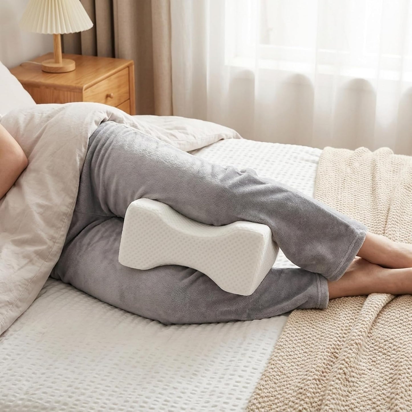 Home & Travel Gear Knee Pillow for Side Sleepers — Memory Foam Leg Pillow with Adjustable Strap | Hip & Lower Back Comfort | Ergonomic Support for Comfortable Positioning | Removable Washable Cover