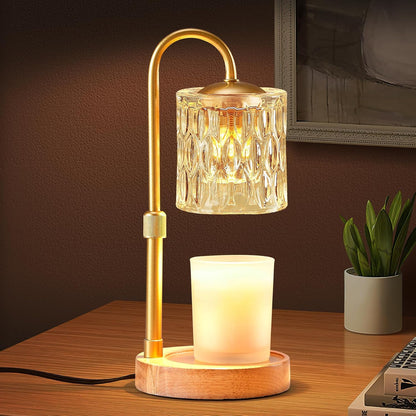 Briever Dimmable Candle Warmer Lamp with Timer, Height Adjustable Electric Candle Wax Warmer, Christmas Birthday Gifts for Women Mom, House Warming Gifts New Home Room Decor, Black Solid Wood Base