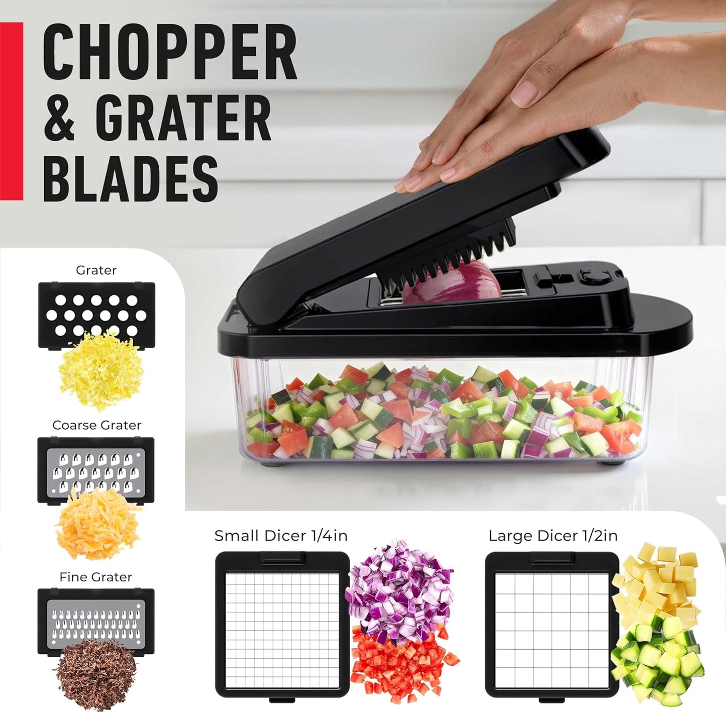 Mueller The Real Original Pro Vegetable Chopper & Mandoline Slicer, 10-in-1 | since 2013, 8 Blade Food Veggie Chopper, Onion Vegetable Cutter with Container, Kitchen Gadgets & Essentials