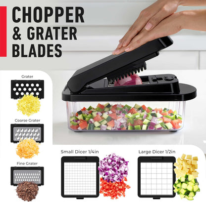 Mueller The Real Original Pro Vegetable Chopper & Mandoline Slicer, 10-in-1 | since 2013, 8 Blade Food Veggie Chopper, Onion Vegetable Cutter with Container, Kitchen Gadgets & Essentials