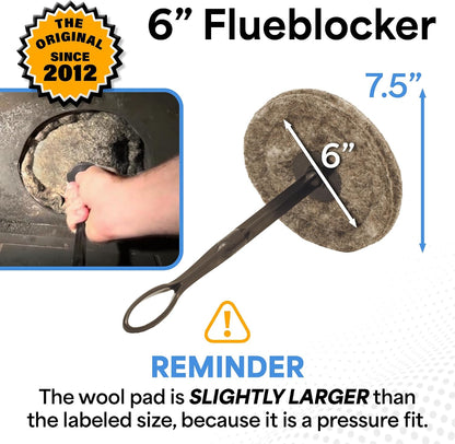 Plug for 5-6 Inch Round Chimney Flue - Fireplace Draft Stopper | 100% Herdwick Wool, Reusable, Balloon Alternative, Works Without Damper, Wood Stove Compatible, Made in England,