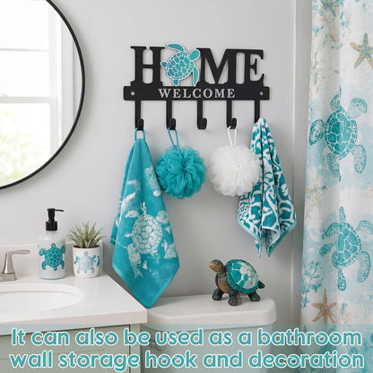Key Holder Wall Mount Paw Print Metal Key Hooks Organizer Dog Leash Holder with 5 Hooks Rustic Farmhouse Decorative Welcome Home Wall Decor for Entryway Bathroom Dog Lover 9.8 Inch