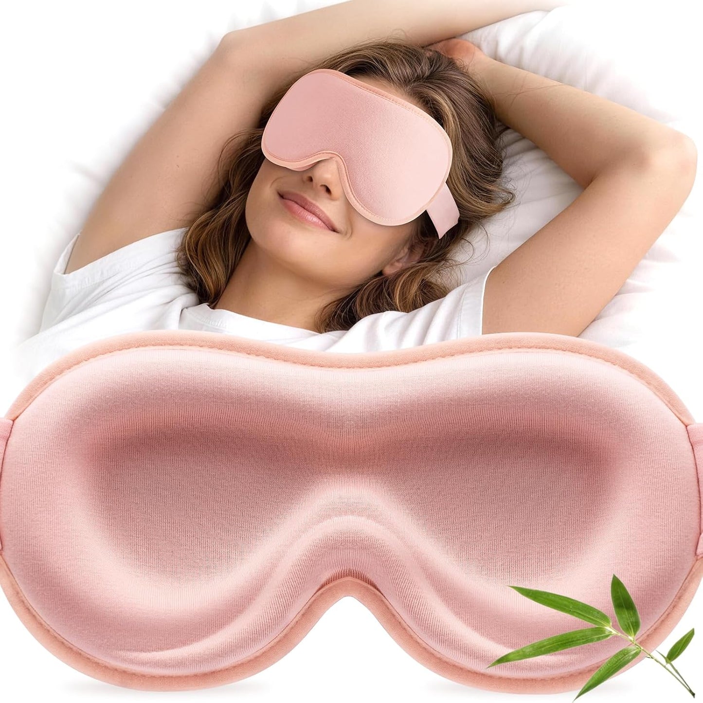 YFONG Sleep Mask for Lash Extensions, Bamboo Viscose & 100% Blackout Eye Mask for Sleeping Women Men, Soft 3D Contoured Zero Eye Pressure Blindfold for Travel, Breathable & Adjustable Eye Cover, Black