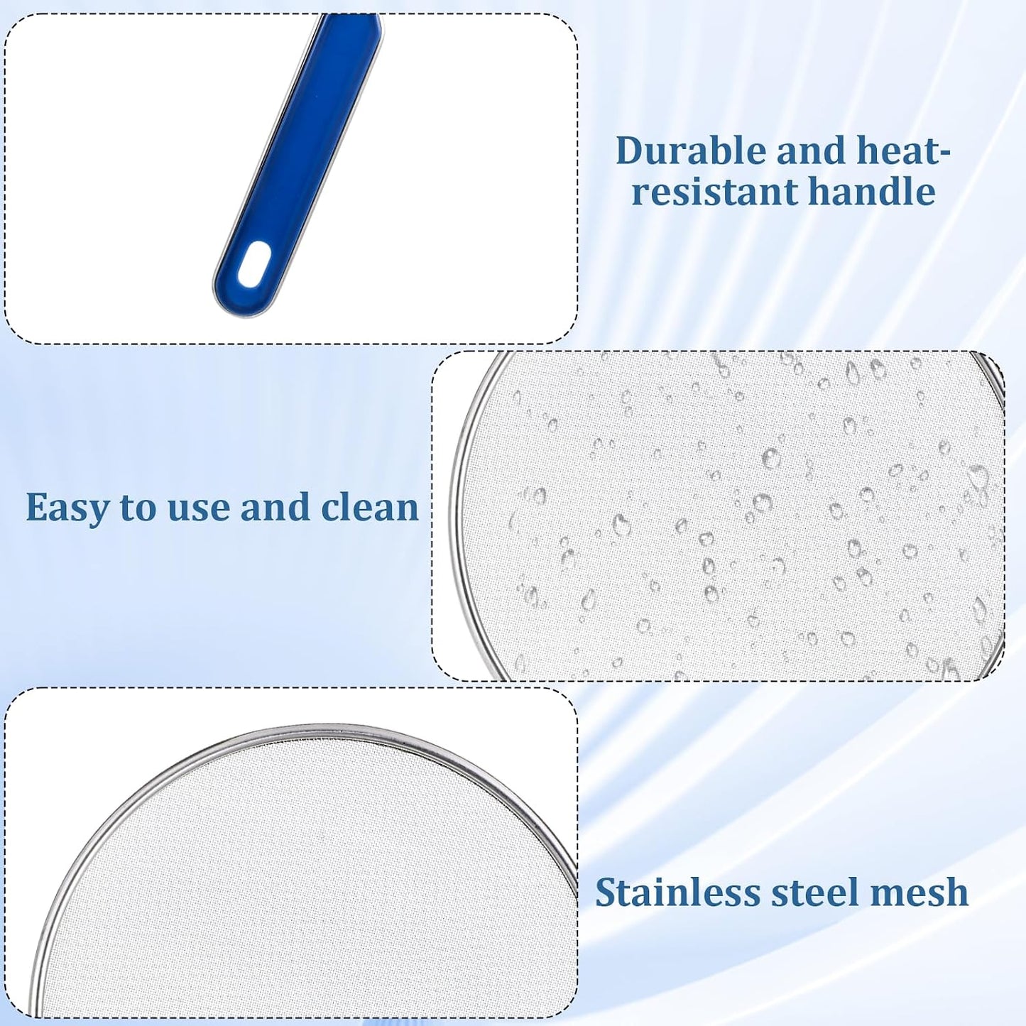8.3 Inch Grease Splatter Guard for Frying Pan, Stainless Steel Grease Screen with Grip Handle, Ultra Fine Mesh Prevents Oil Splatters for Frying Pan