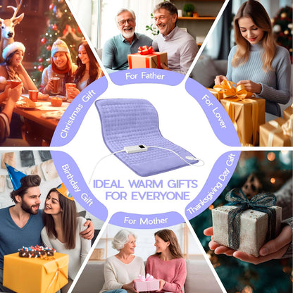 Heating Pad for Period Cramps, Heating Pad for Back/Neck/Shoulder Muscle Pain, 6 Heating&4 Timer Setting, Auto Shut Off, Dry/Moist Heat & Machine Washable, Gray Birthday Christmas Gifts for Women Mom