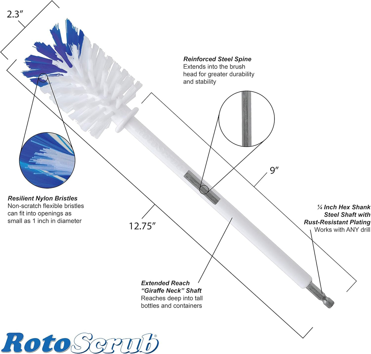 Multi-Purpose Drill Brush Attachment, Showers, Tubs, Carpet, Tile, Grout, Medium Bristle for Ultimate Cleaning Power