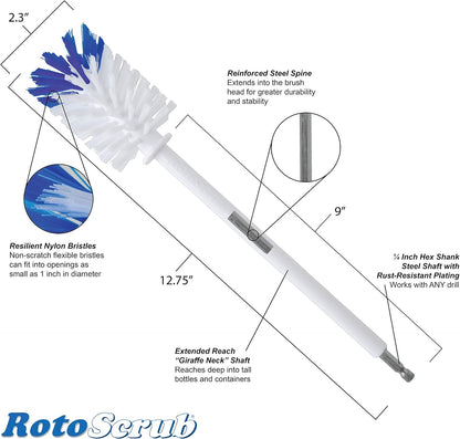 Multi-Purpose Drill Brush Attachment, Showers, Tubs, Carpet, Tile, Grout, Medium Bristle for Ultimate Cleaning Power