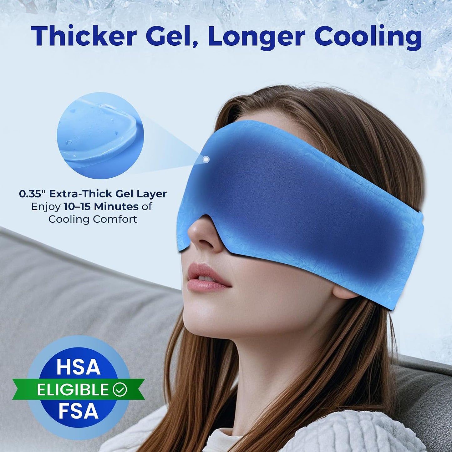 Cooling Gel Eye Mask Sleep: FSA -HSA Eligible, Cold Compress for Puffy Eyes & Migraine Relief - Reusable Gel Weighted Sleeping Mask for Dark Circles & After Surgery, Eye Care,Ice Pack for Eyes, Blue