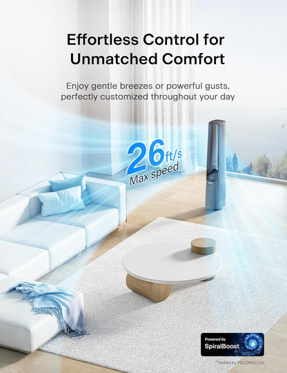 PELONIS 40" 90° Oscillation Bladeless Fan for Bedroom with Remote, White