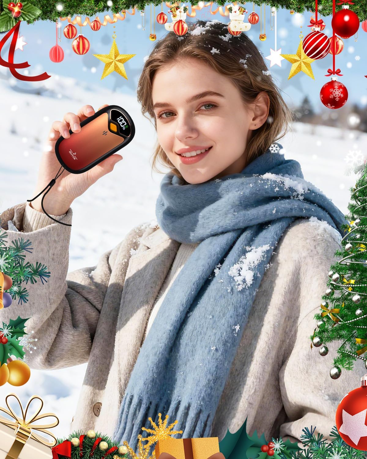 Hand Warmers Rechargeable - Electric Hand Warmer Rechargeable 2 Pack, LED Digital Display, 4 Heat Levels Reusable, USB, Magnetic Portable Handwarmers for Golf/Camping/Hunting, Gift for Women, Men