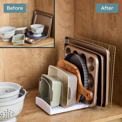 YouCopia StoreMore Bakeware Rack, Adjustable Dividers, Baking Pan Organizer