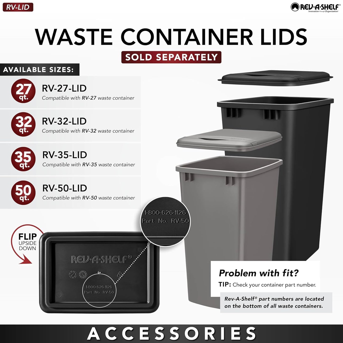 Rev-A-Shelf Double Pullout Trash Can w/Soft-Close Slides, 14.5" Min Opening | Large Capacity Garbage/ Recycling Waste Bins for Under Kitchen Cabinets, Heavy Gauge Wire Construction, 53WC-1835SCDM-211