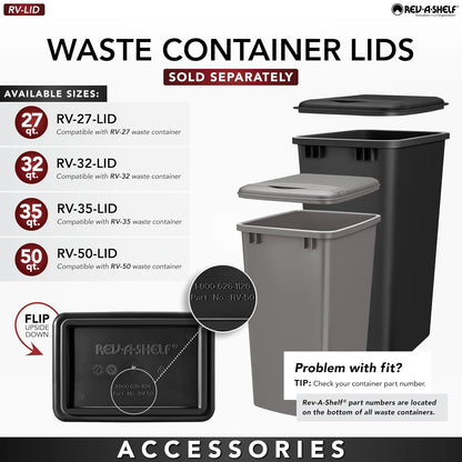 Rev-A-Shelf Double Pullout Trash Can w/Soft-Close Slides, 14.5" Min Opening | Large Capacity Garbage/ Recycling Waste Bins for Under Kitchen Cabinets, Heavy Gauge Wire Construction, 53WC-1835SCDM-211